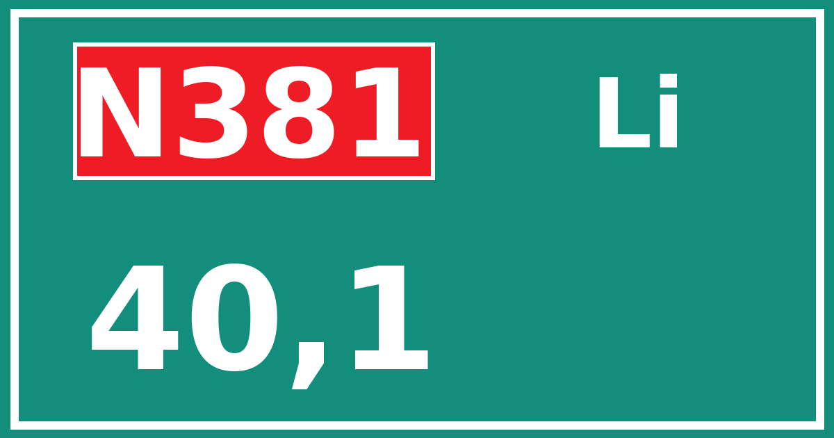Hectometerbord N381 40,1 zijde Li