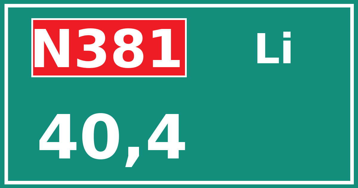 Hectometerbord N381 40,4 zijde Li