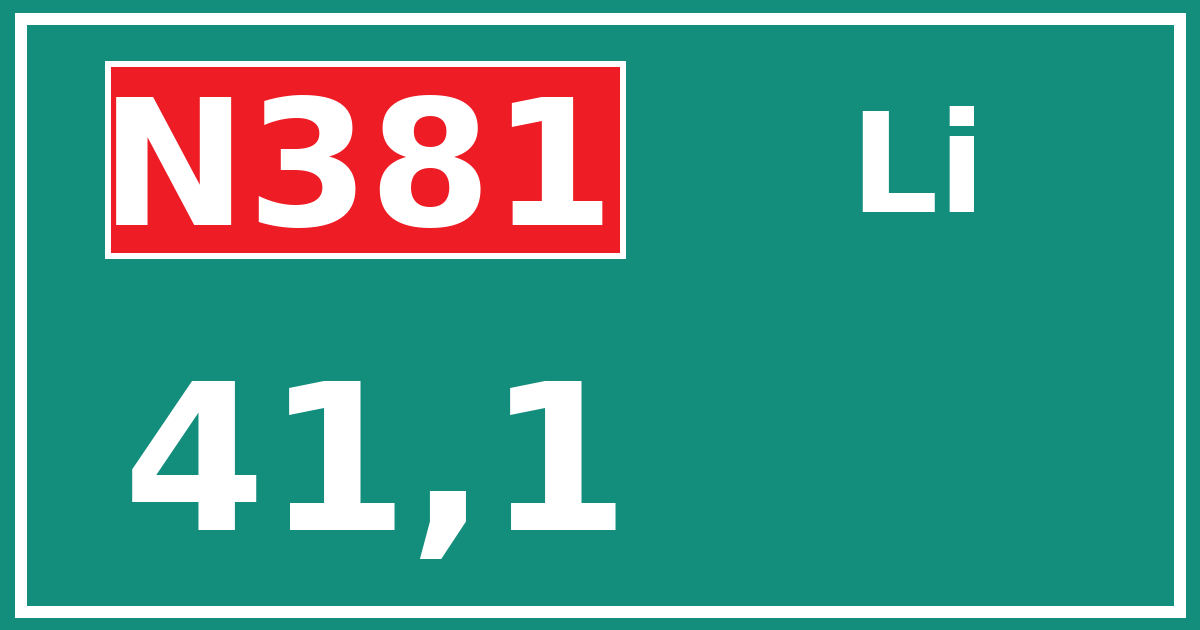 Hectometerbord N381 41,1 zijde Li