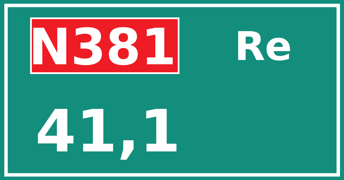 Hectometerbord N381 41,1 zijde Re
