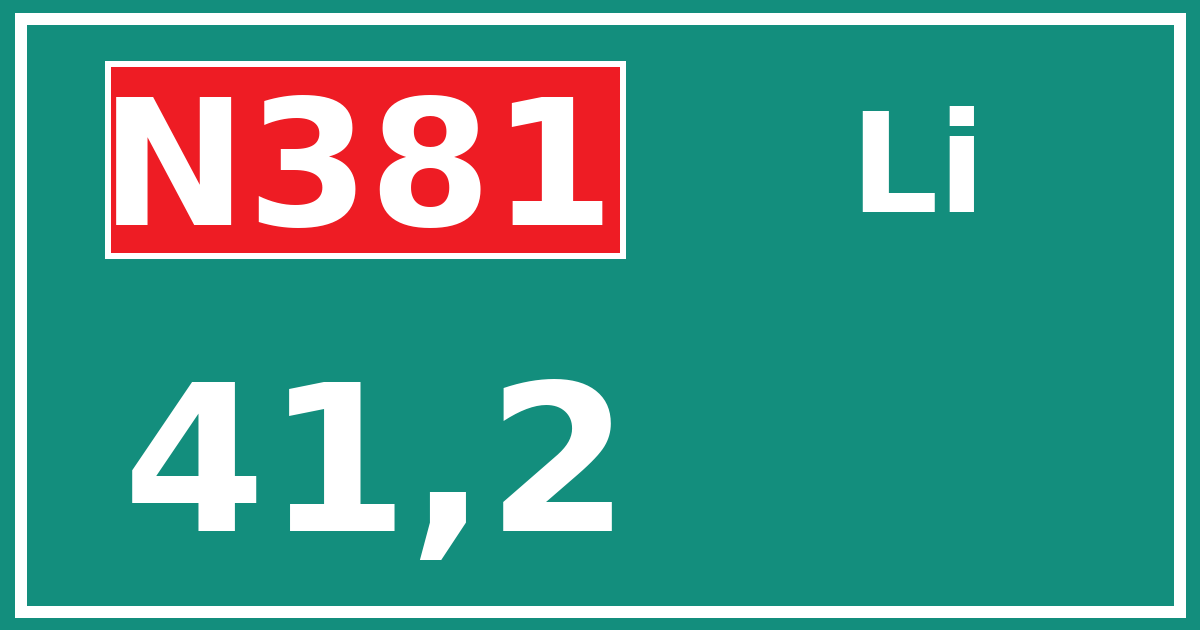 Hectometerbord N381 41,2 zijde Li