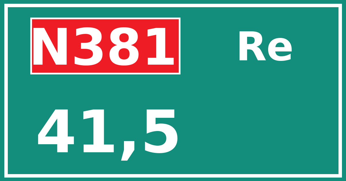 Hectometerbord N381 41,5 zijde Re