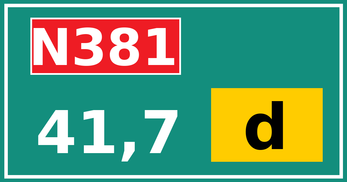 Hectometerbord N381 41,7 letter d