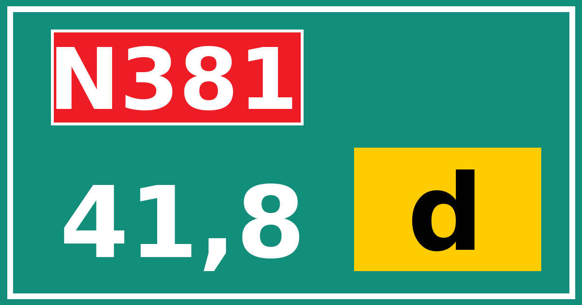 Hectometerbord N381 41,8 letter d