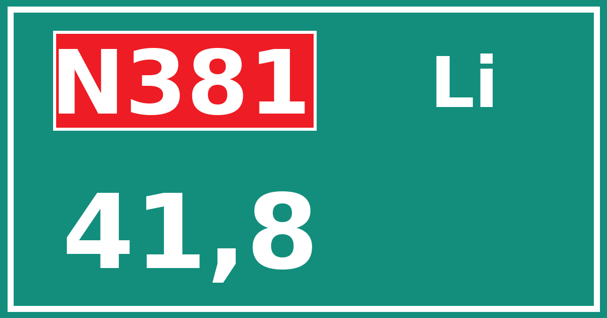 Hectometerbord N381 41,8 zijde Li