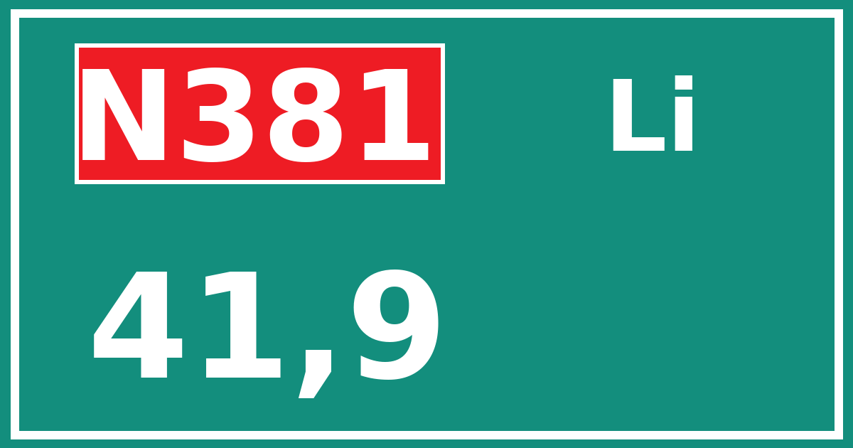 Hectometerbord N381 41,9 zijde Li