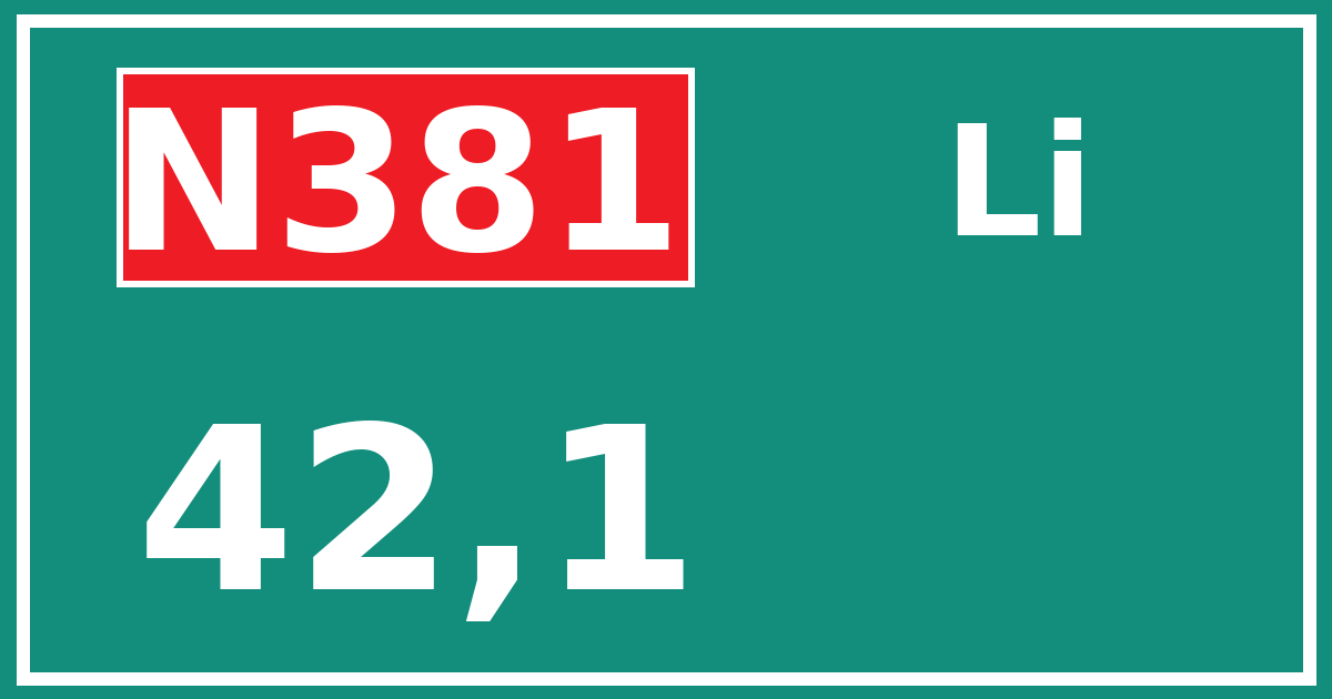 Hectometerbord N381 42,1 zijde Li
