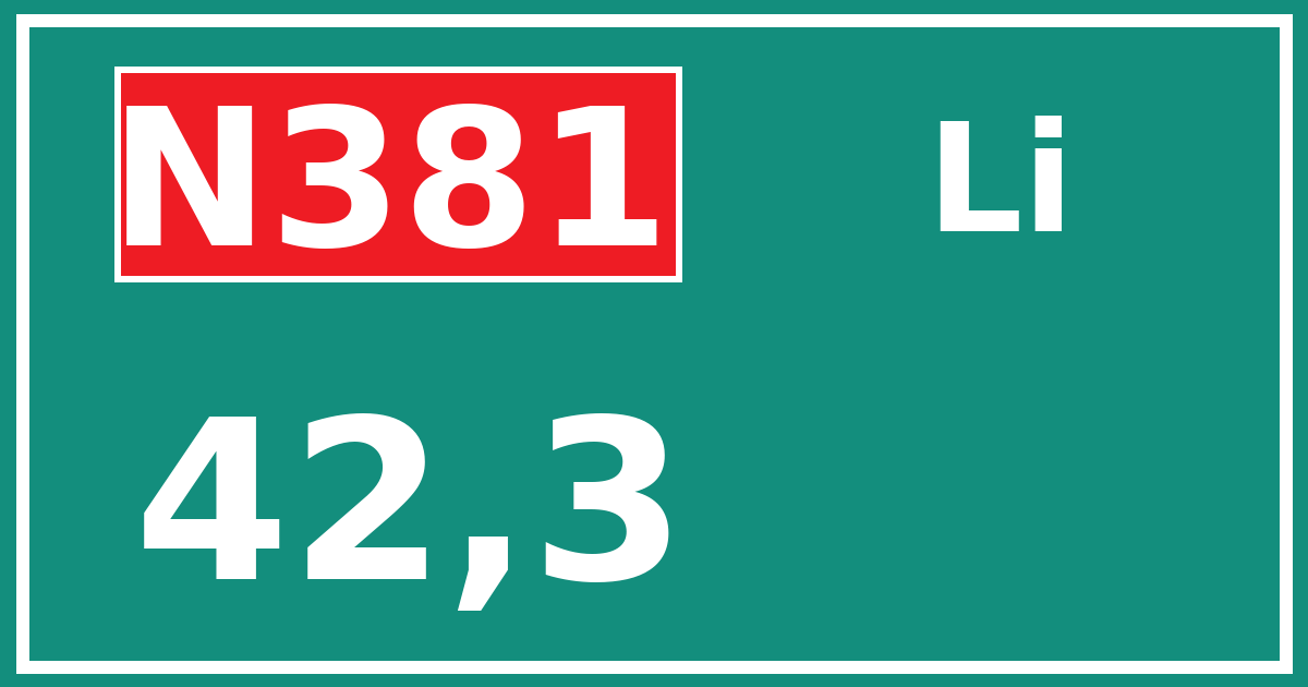 Hectometerbord N381 42,3 zijde Li