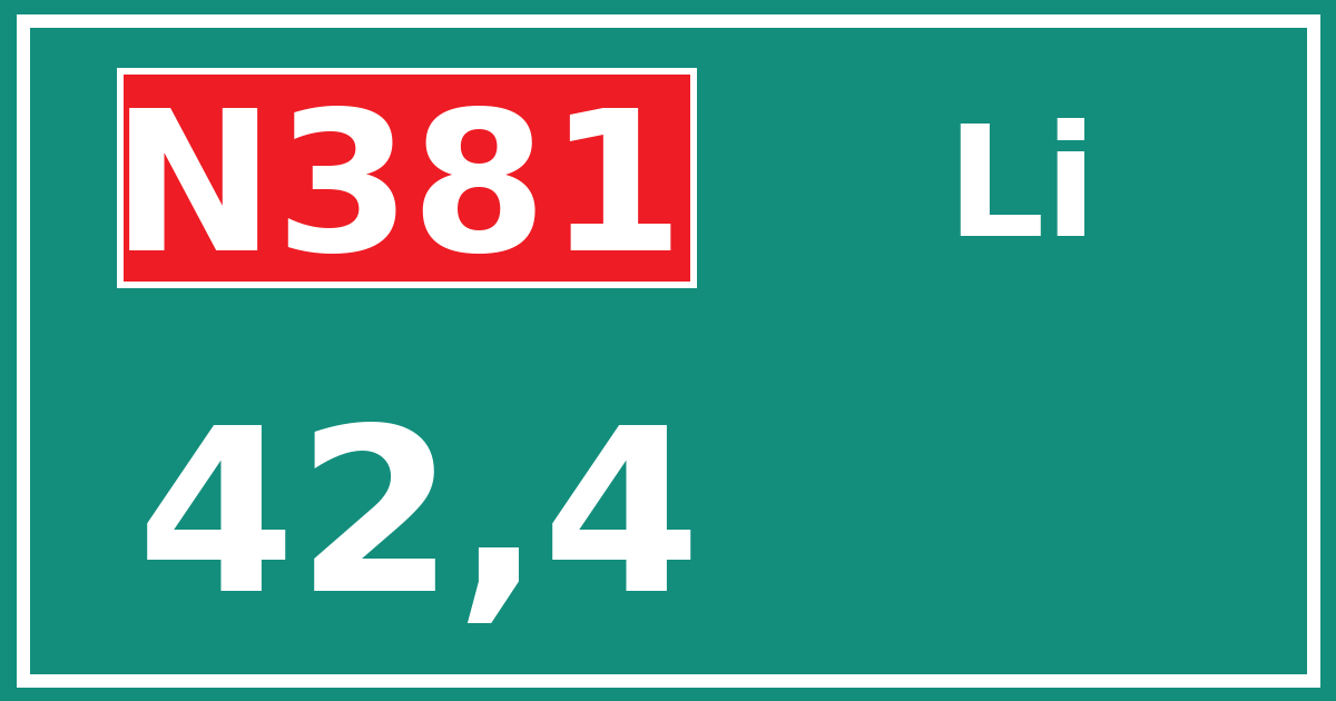 Hectometerbord N381 42,4 zijde Li