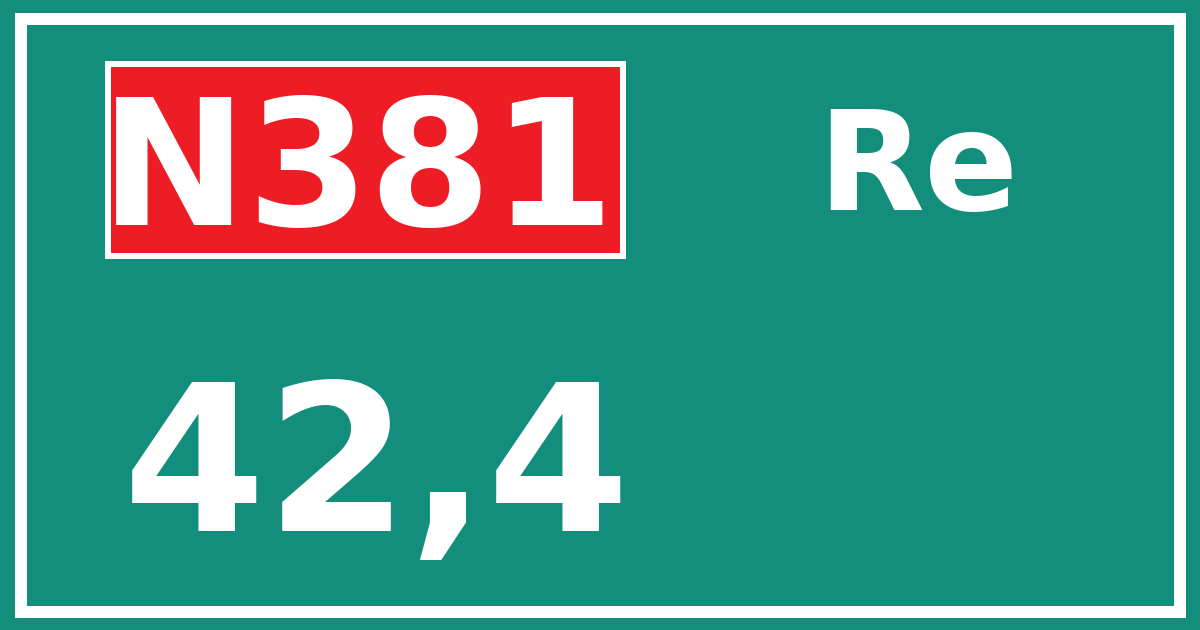 Hectometerbord N381 42,4 zijde Re