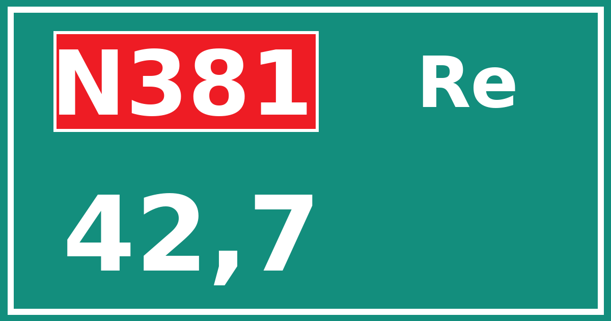 Hectometerbord N381 42,7 zijde Re