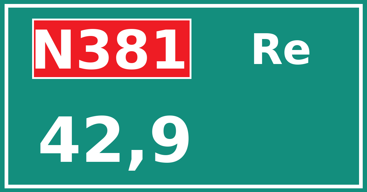 Hectometerbord N381 42,9 zijde Re