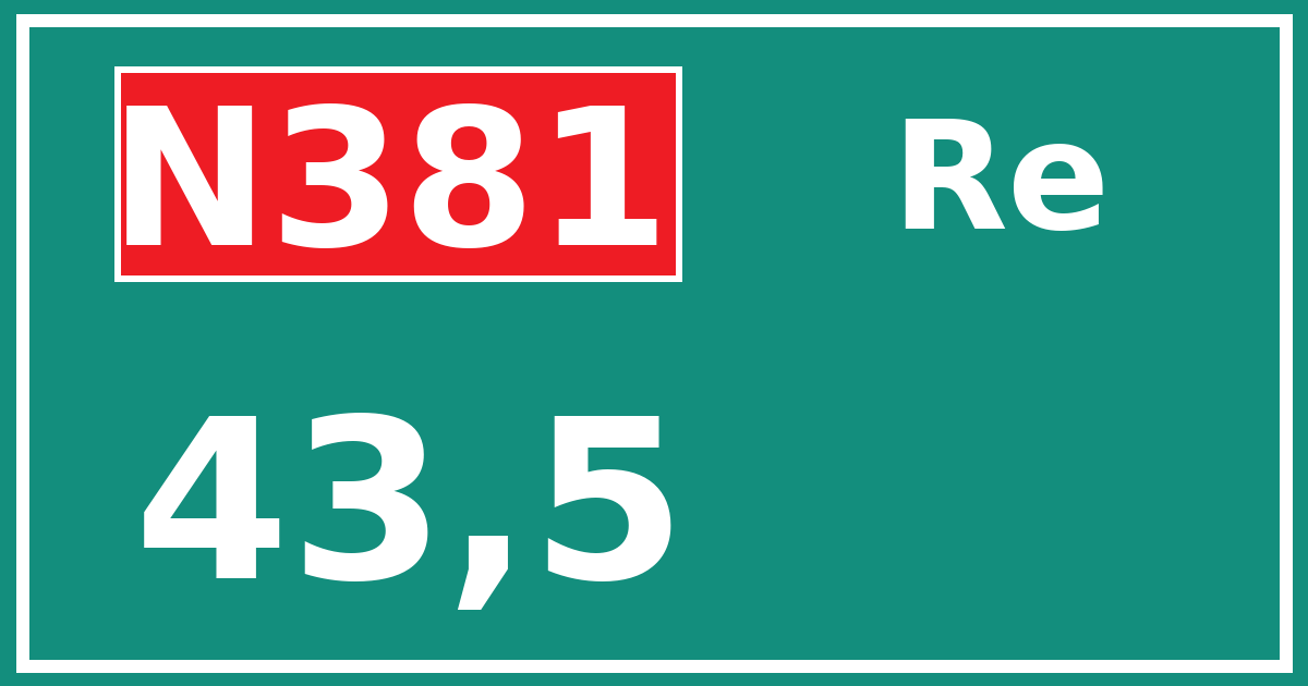 Hectometerbord N381 43,5 zijde Re