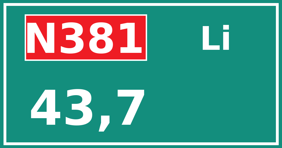 Hectometerbord N381 43,7 zijde Li