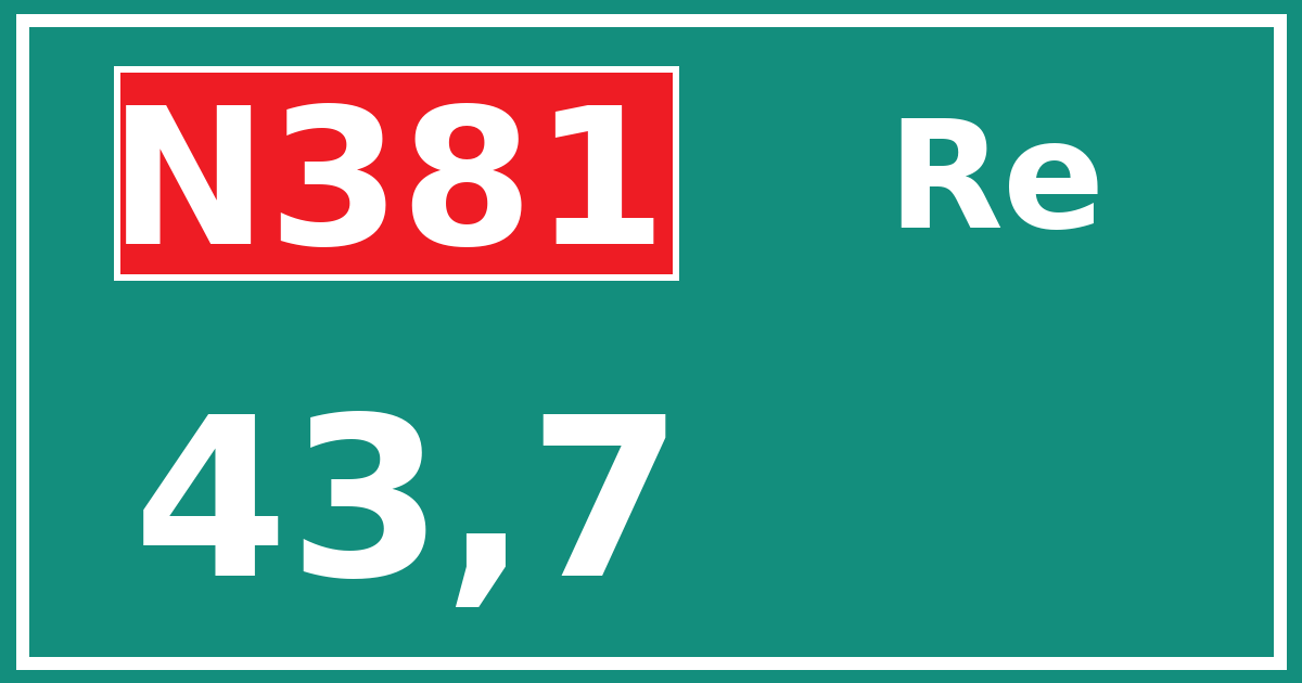 Hectometerbord N381 43,7 zijde Re