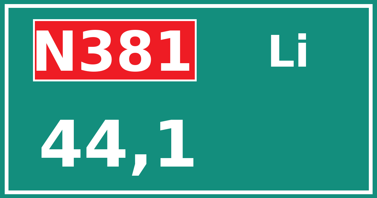 Hectometerbord N381 44,1 zijde Li