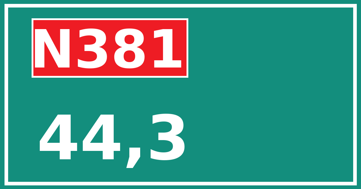 Hectometerbord N381 44,3