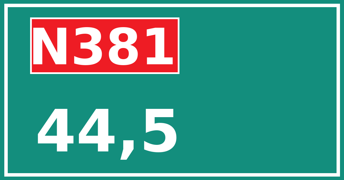 Hectometerbord N381 44,5