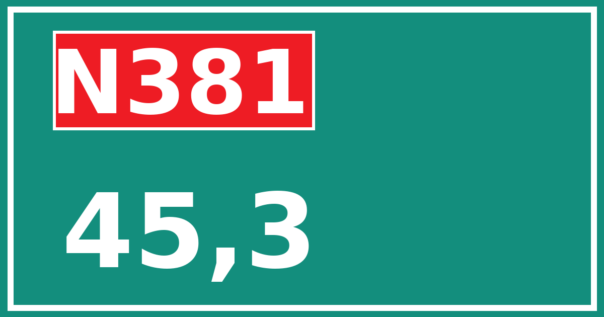 Hectometerbord N381 45,3