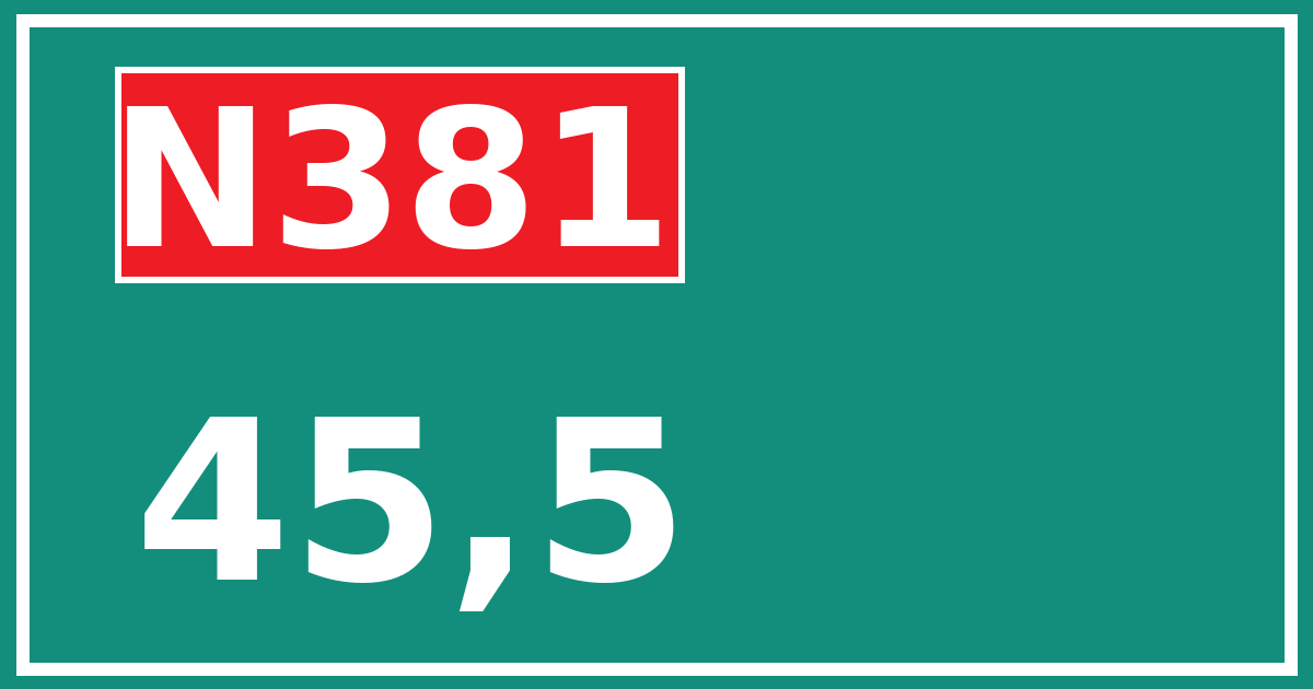 Hectometerbord N381 45,5