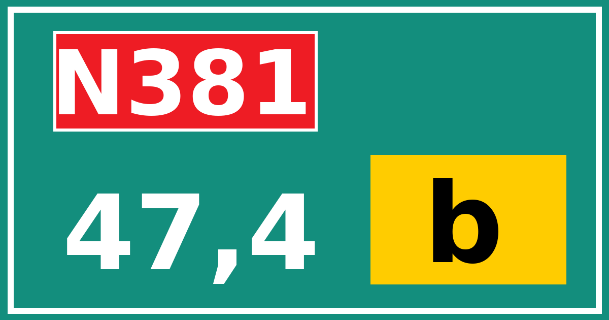 Hectometerbord N381 47,4 letter b