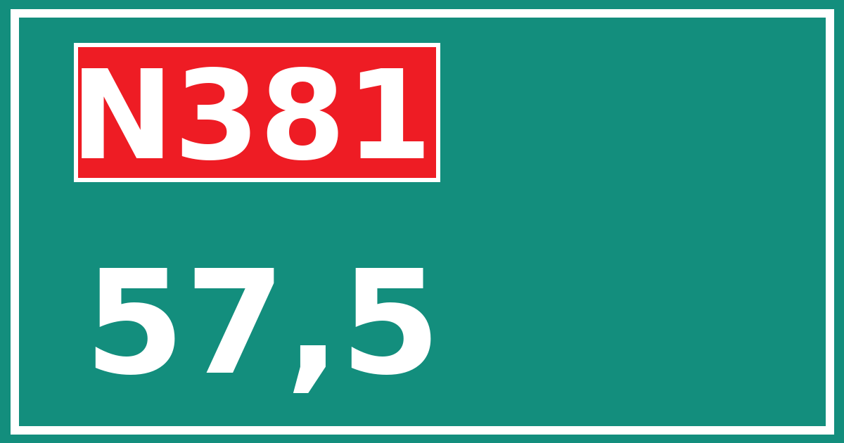 Hectometerbord N381 57,5