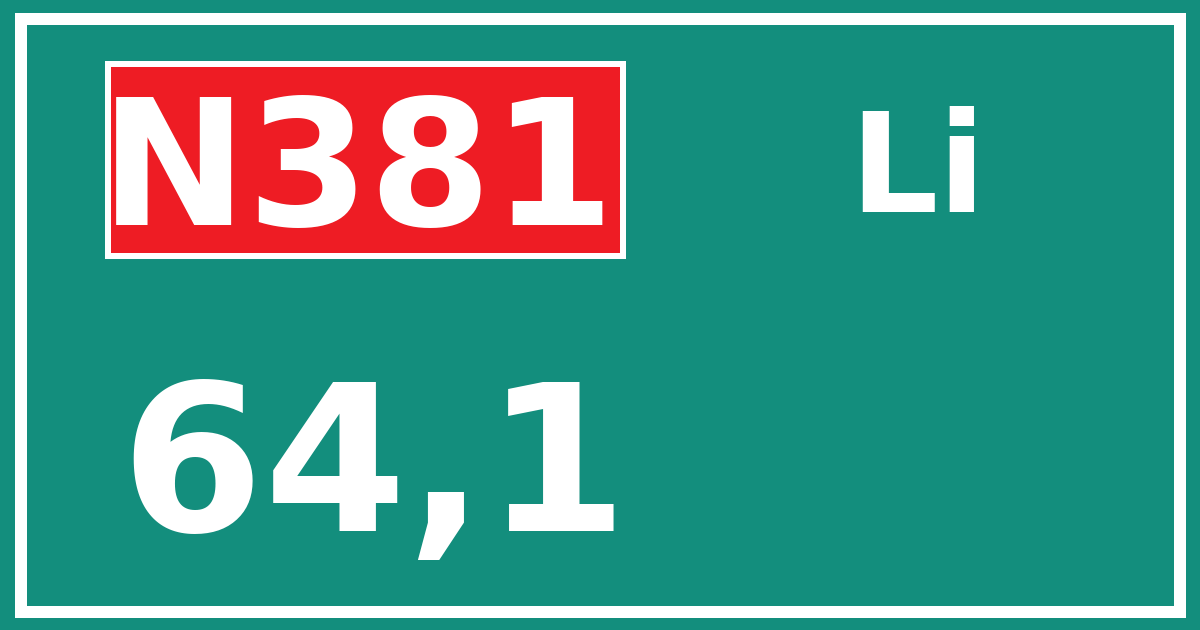 Hectometerbord N381 64,1 zijde Li