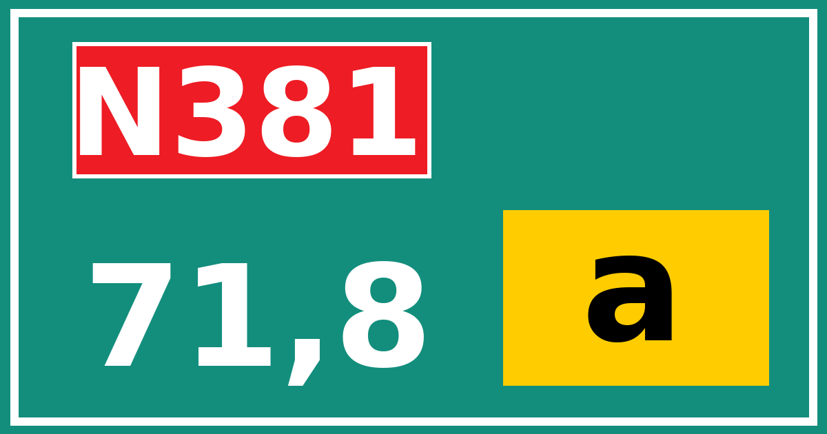 Hectometerbord N381 71,8 letter a