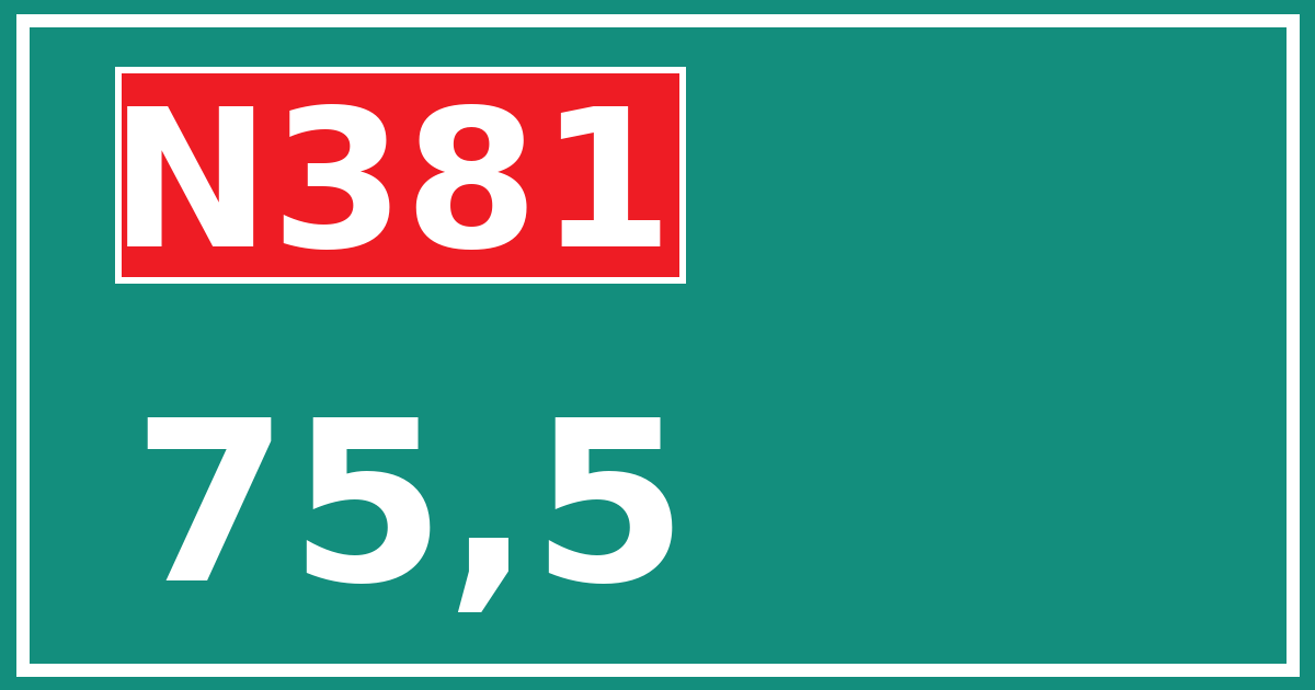Hectometerbord N381 75,5