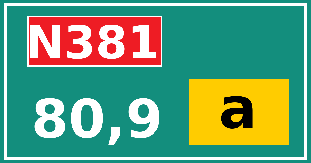 Hectometerbord N381 80,9 letter a