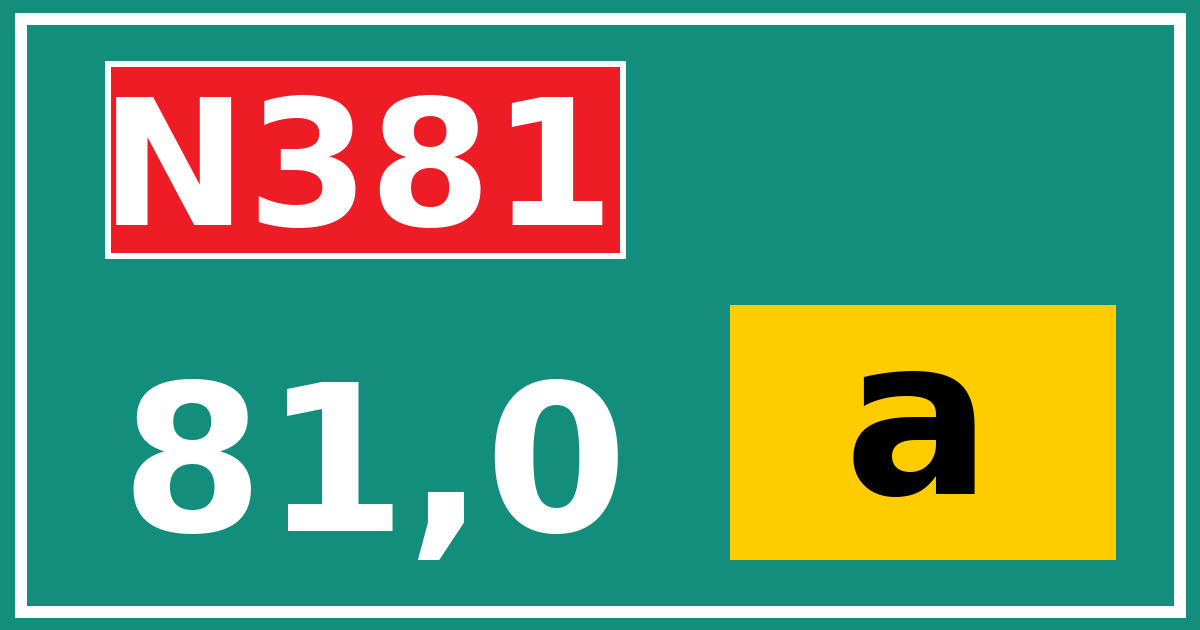 Hectometerbord N381 81,0 letter a