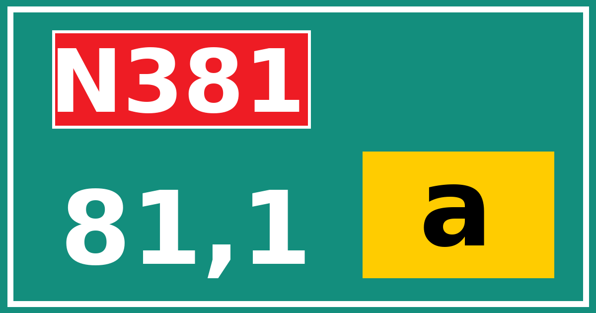 Hectometerbord N381 81,1 letter a