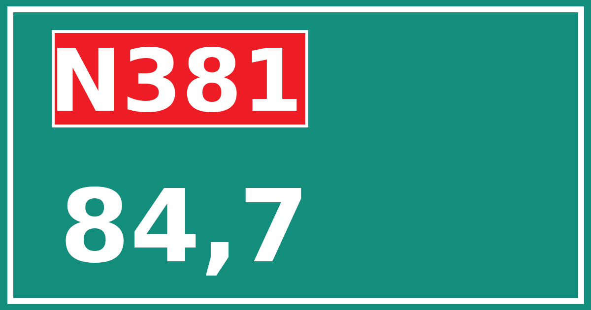 Hectometerbord N381 84,7