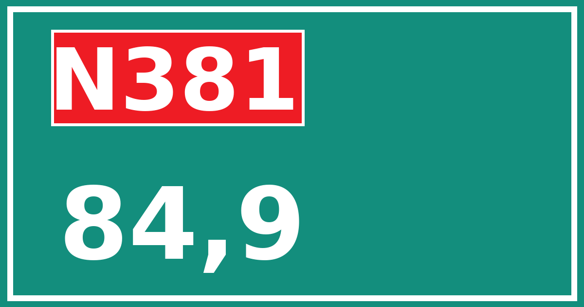 Hectometerbord N381 84,9