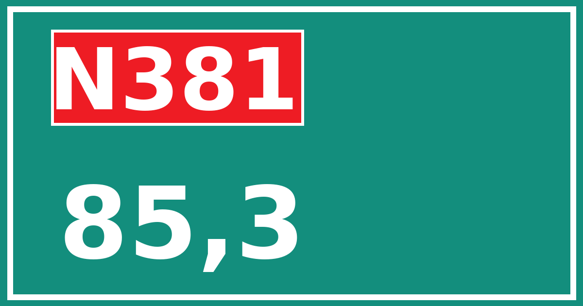 Hectometerbord N381 85,3