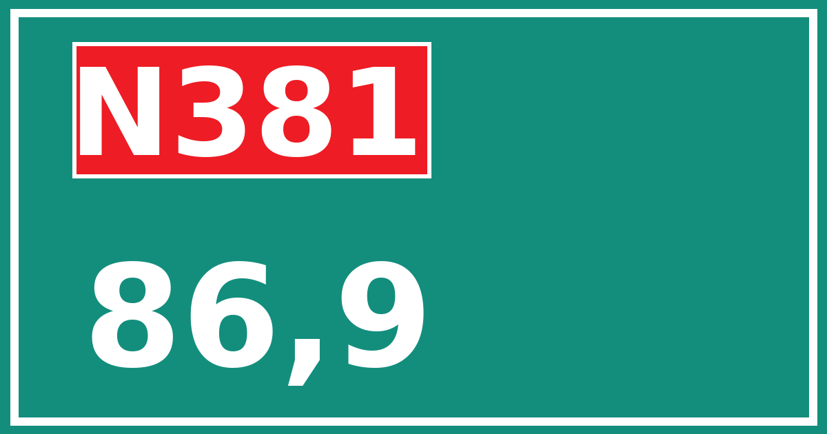 Hectometerbord N381 86,9