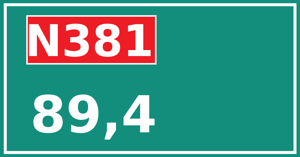 Hectometerbord N381 89,4
