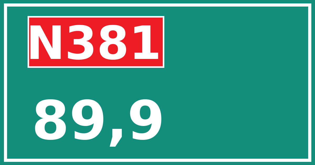 Hectometerbord N381 89,9
