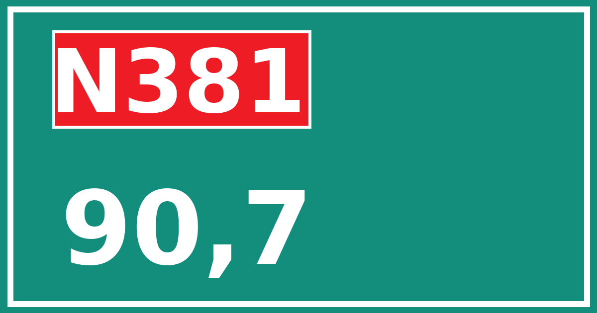 Hectometerbord N381 90,7