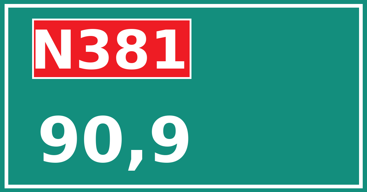 Hectometerbord N381 90,9