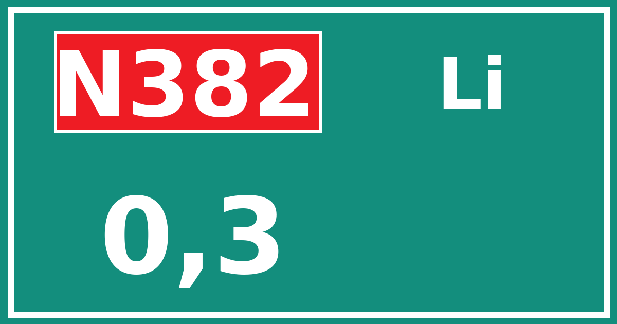 Hectometerbord N382 0,3 zijde Li