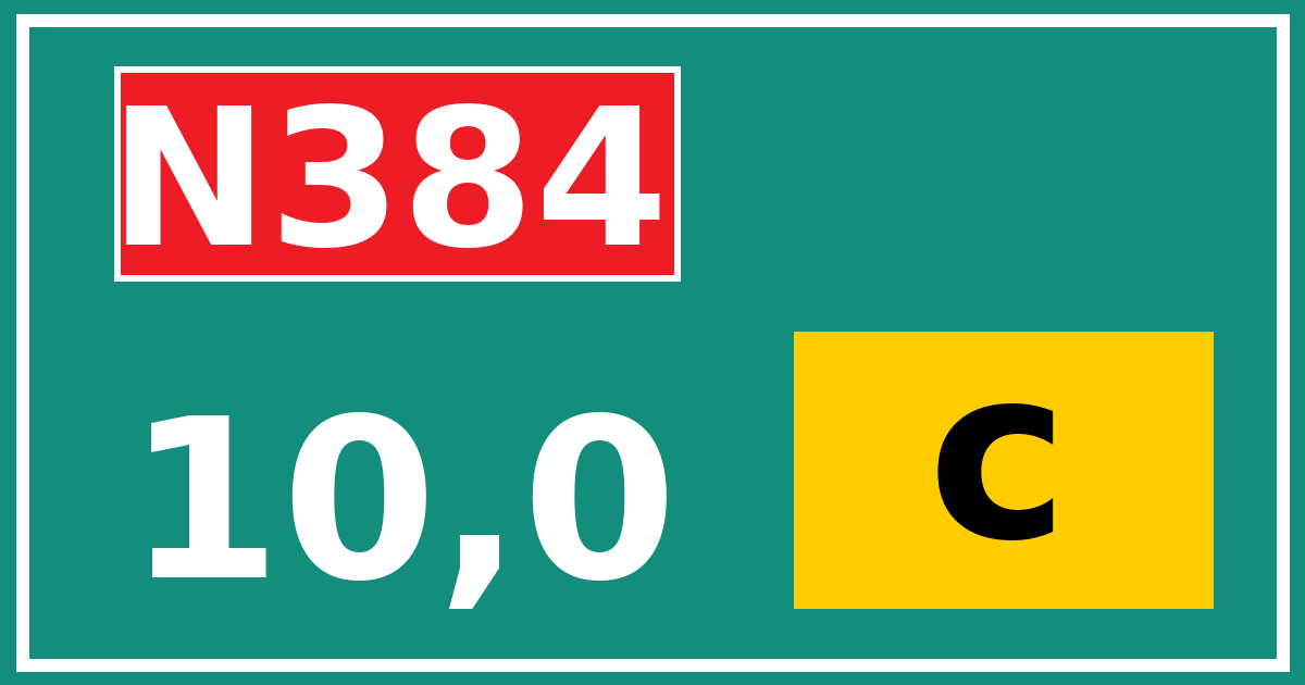 Hectometerbord N384 10,0 letter c