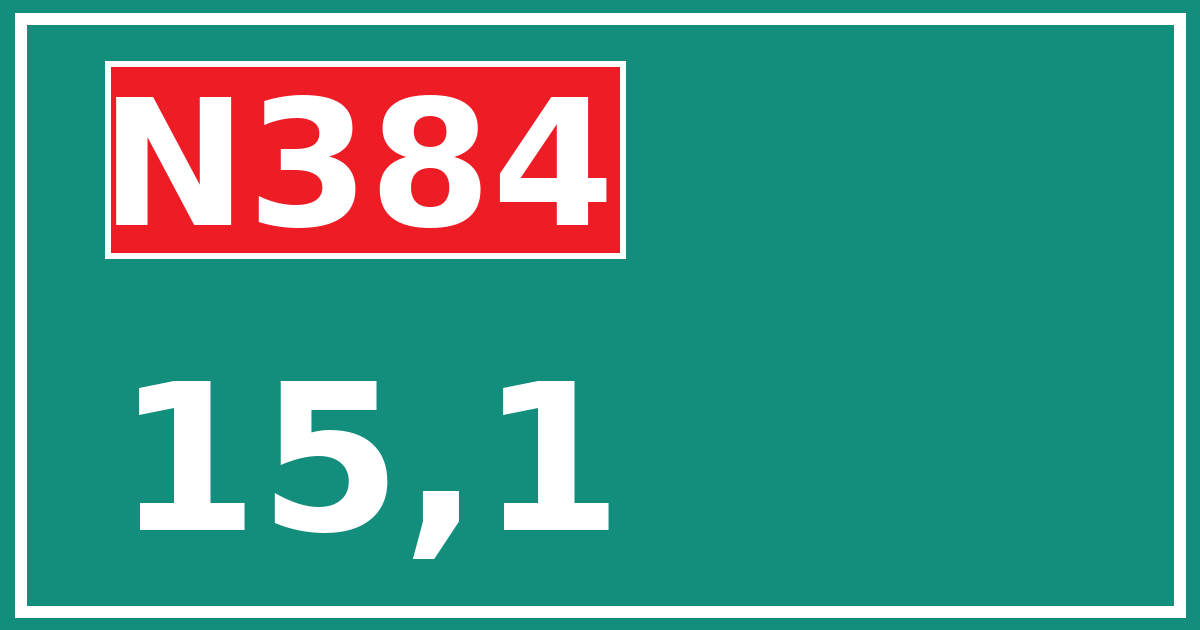 Hectometerbord N384 15,1
