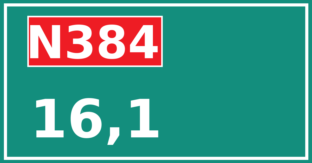 Hectometerbord N384 16,1