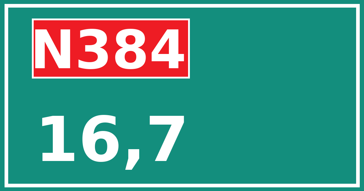 Hectometerbord N384 16,7