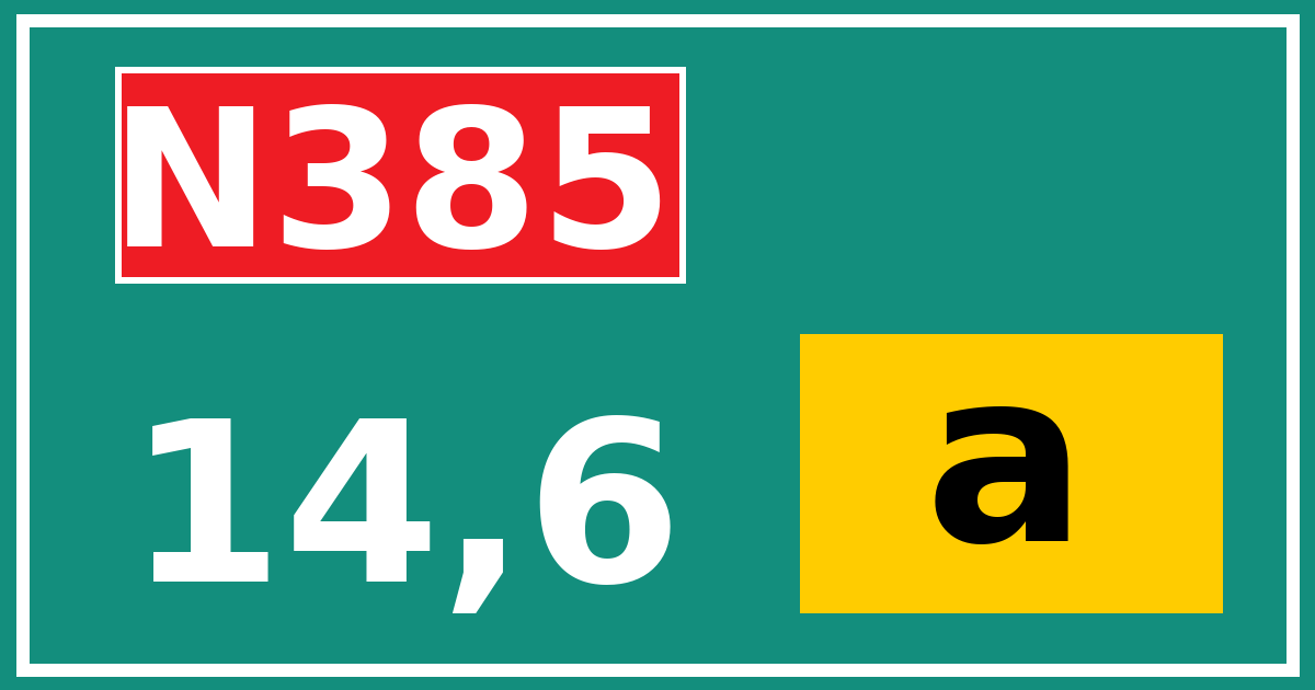 Hectometerbord N385 14,6 letter a