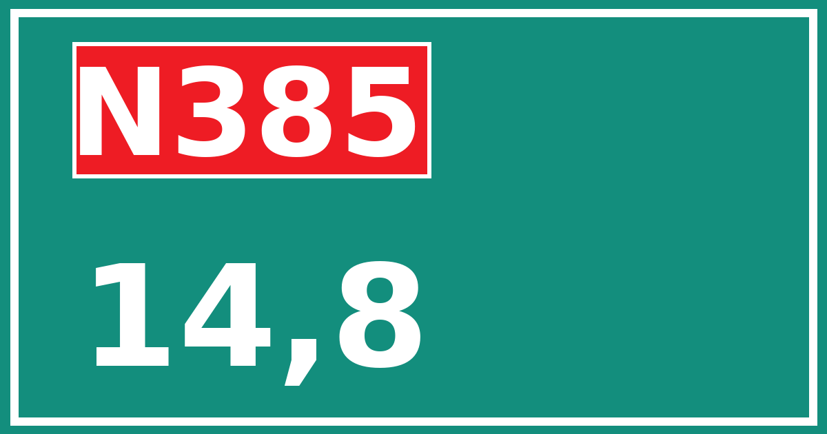 Hectometerbord N385 14,8
