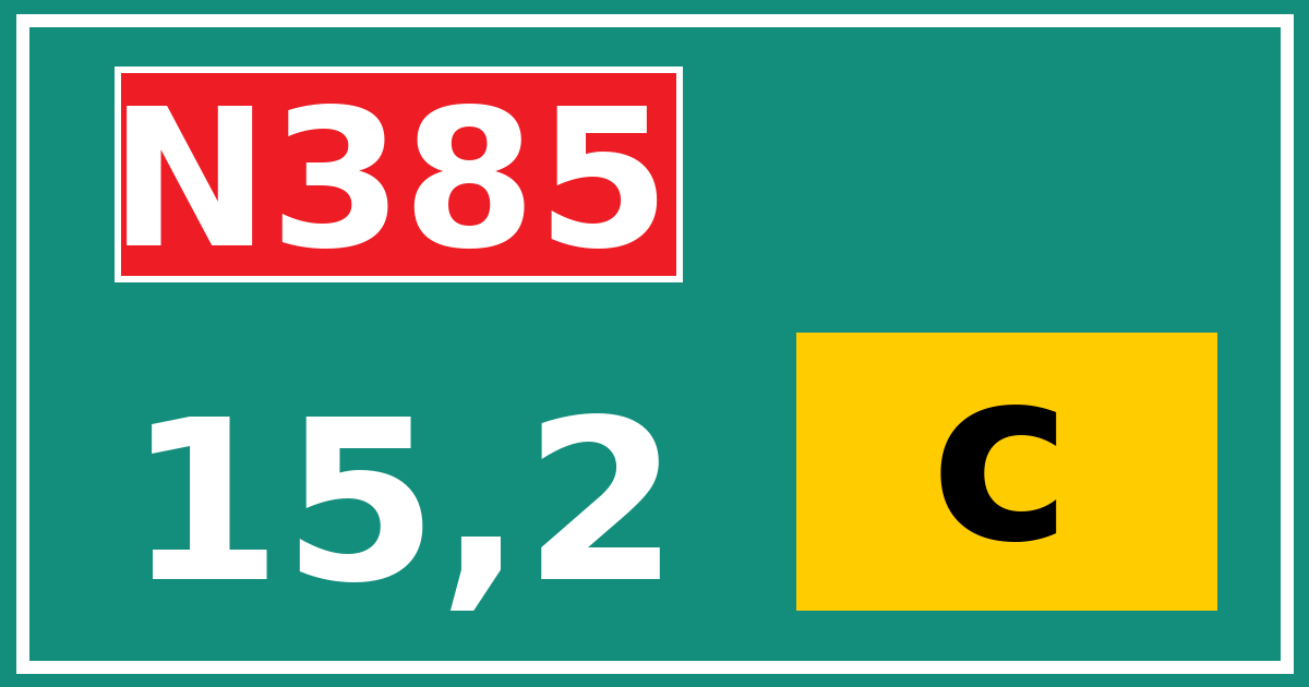Hectometerbord N385 15,2 letter c