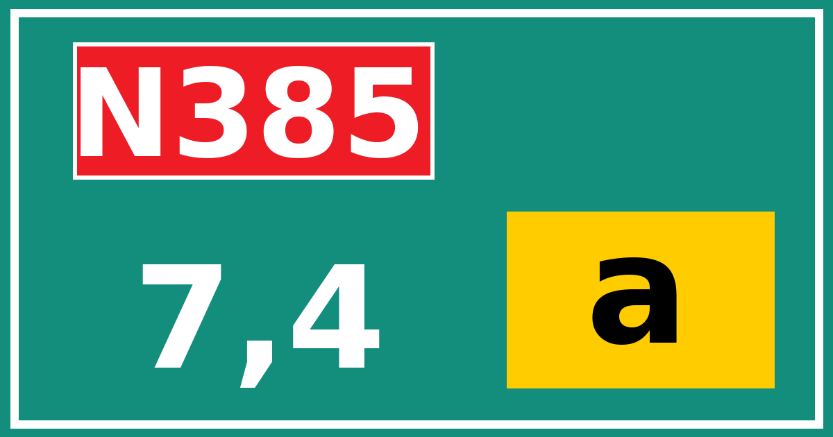 Hectometerbord N385 7,4 letter a