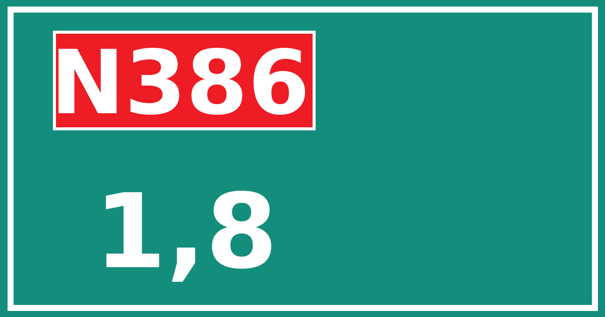 Hectometerbord N386 1,8
